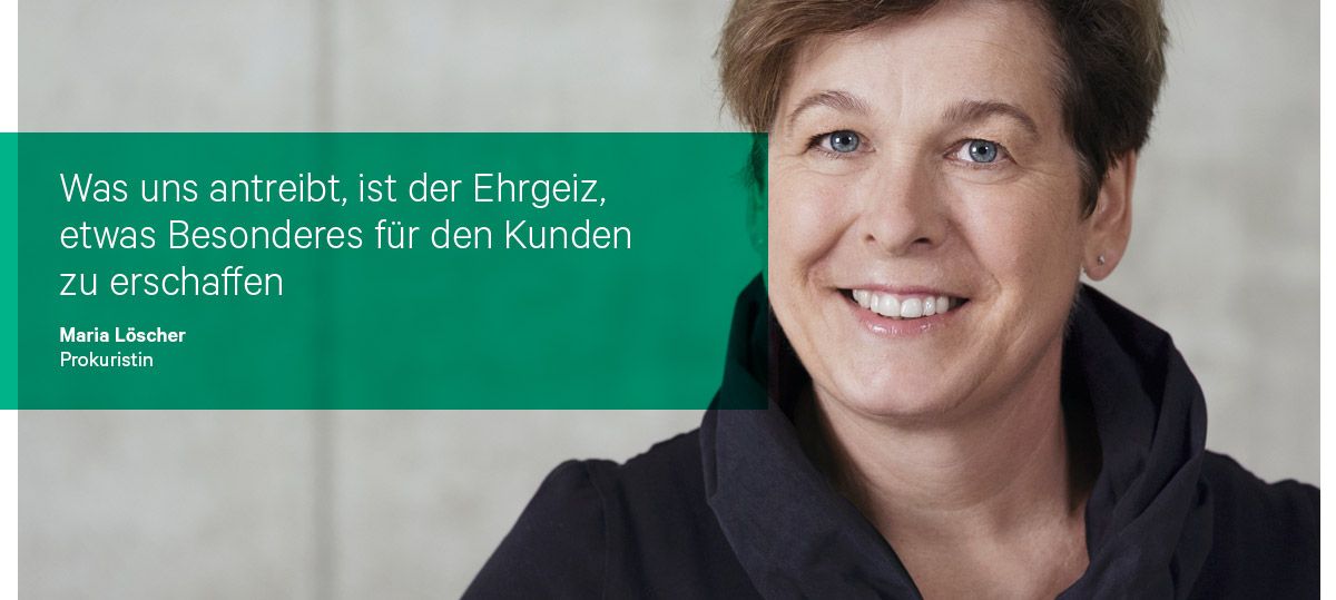 Maria Löscher mit einem Motivationsspruch